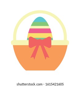 egg painted in basket easter icon vector illustration design