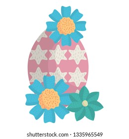 egg painted happy easter with flowers