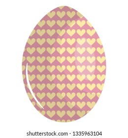 egg painted happy easter with hearts pattern