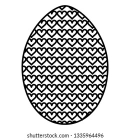 egg painted happy easter with hearts pattern