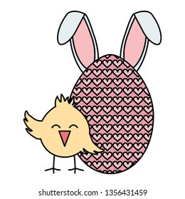 egg painted with little chick easter celebration