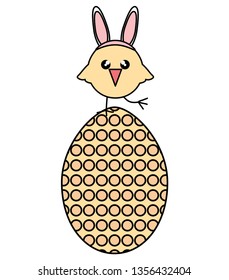 egg painted with little chick easter celebration