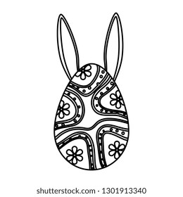 egg painted with rabbit ears easter icon