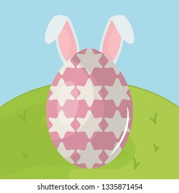 egg painted with rabbit ears easter icon