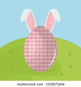 egg painted with rabbit ears easter icon