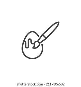 Icono de la línea de pintura de huevos. signo de estilo lineal para concepto móvil y diseño web. Icono vectorial del contorno del huevo de Pascua y la pintura. Símbolo, ilustración del logotipo. Gráficos vectoriales