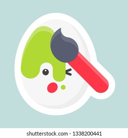 Egg painting vector, Easter and spring flat sticker icon
