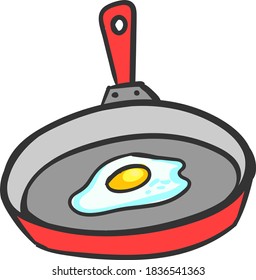 Egg in pan, illustration, vector on white background