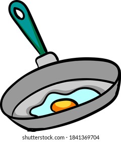 Egg in pan, illustration, vector on white background