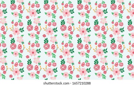 Egg pattern background for Easter, with modern leaf and flower design.