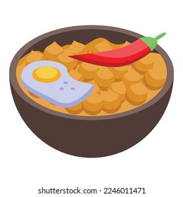 Egg pepper food icon isometric vector. Tunisia tourism. Holiday house