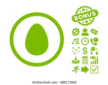 Egg pictograph with bonus clip art. Vector illustration style is flat iconic symbols, eco green color, white background.