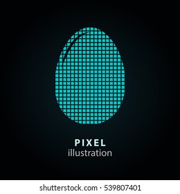 Egg - pixel icon. Vector Illustration. Design logo element. Isolated on black background. It is easy to change to any color.