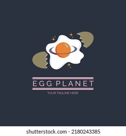 egg planet cosmic farm food logo design template for brand or company and other