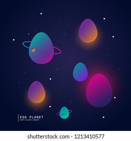 egg planet creative illustration with glow and gradient