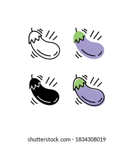 Egg plant icons set. Korean cosmetic ingredient.