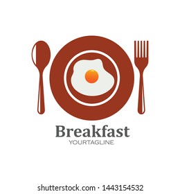 egg in plate icon logo vector illustration design template