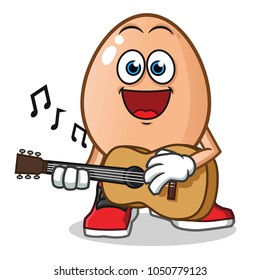 egg playing guitar mascot vector cartoon illustration