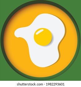 Egg poach sunny side up vector art on green background