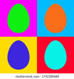 Eier und Pop-Art auf weiß
