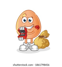 egg propose and holding ring character. cartoon mascot vector