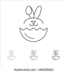 Egg, Rabbit, Easter Bold and thin black line icon set. Vector Icon Template background