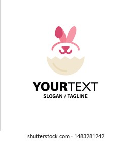 Egg, Rabbit, Easter Business Logo Template. Flat Color