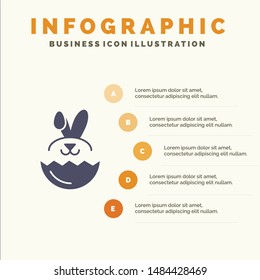 Egg, Rabbit, Easter Solid Icon Infographics 5 Steps Presentation Background. Vector Icon Template background