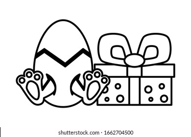 egg with rabbit legs on white background vector illustration design