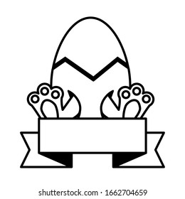 egg with rabbit legs on white background vector illustration design