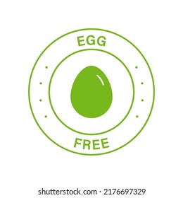 Egg Range Free Green Circle Stamp. No Chicken Organic Eggs Icon. No Egg Allergic Product For Vegan Label. Guaranteed Safe Dietary Food Symbol. Free Egg Logo. Isolated Vector Illustration.