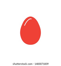 Egg Red Icon On White Background. Red Flat Style Vector Illustration