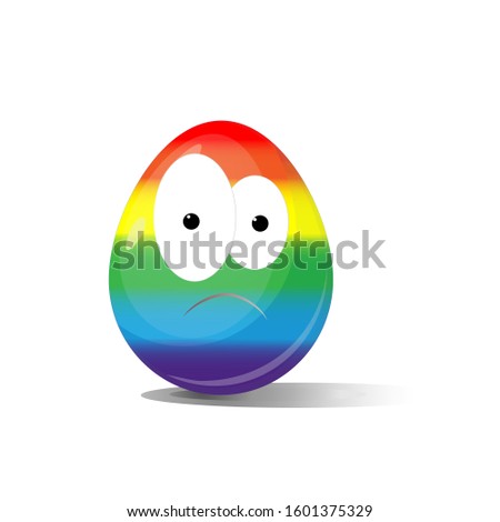 An egg with a resentment face. Expression of resentment and disappointment.