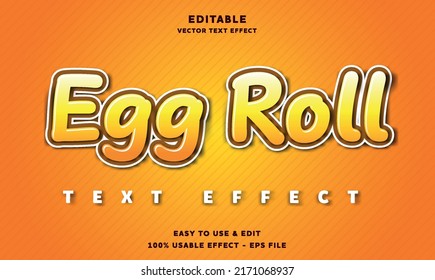 egg roll editable text effect with modern and simple style, usable for logo or campaign title