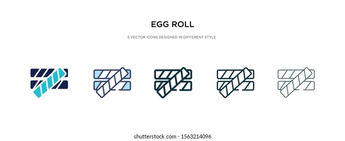 Egg Roll Icon In Different Style Vector Illustration. Two Colored And Black Egg Roll Vector Icons Designed In Filled, Outline, Line And Stroke Style Can Be Used For Web, Mobile, Ui