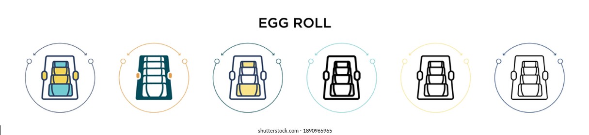 Egg Roll Icon In Filled, Thin Line, Outline And Stroke Style. Vector Illustration Of Two Colored And Black Egg Roll Vector Icons Designs Can Be Used For Mobile, Ui, Web