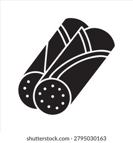 Egg Roll icon vector silhouette illustration isolated on white background.