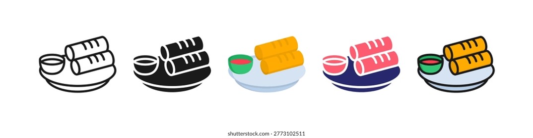 Egg Roll Multiple Style Icon Set Collection..