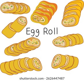 rolinho de ovo conjunto rolinopadrão de ovo ilustração de vetor. Bom para banner, cartaz, cartão de mensagem, cartão de festa, convite, modelo, publicidade, campanha e mídia social.