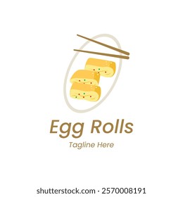 Egg Rolls Logo Design Template.