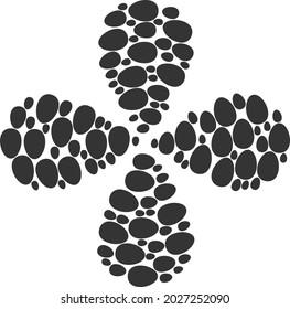 Flor abstracta de rotación de huevos. Flor de objeto combinada a partir de símbolos de huevo orientados. Collage de flores vectoriales en estilo plano.