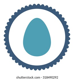 Egg round stamp icon. This flat vector symbol is drawn with cyan and blue colors on a white background.