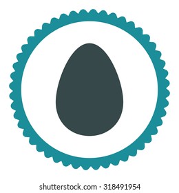 Egg round stamp icon. This flat vector symbol is drawn with soft blue colors on a white background.