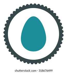 Egg round stamp icon. This flat vector symbol is drawn with soft blue colors on a white background.