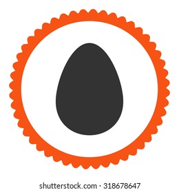 Egg round stamp icon. This flat vector symbol is drawn with orange and gray colors on a white background.