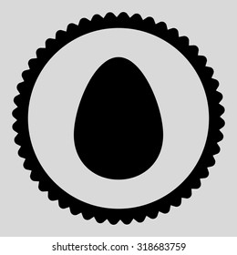 Egg round stamp icon. This flat vector symbol is drawn with black color on a light gray background.