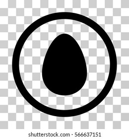 Egg rounded icon. Vector illustration style is flat iconic symbol inside a circle, black color, transparent background. Designed for web and software interfaces.