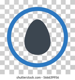 Egg rounded icon. Vector illustration style is flat iconic bicolor symbol inside a circle, smooth blue colors, transparent background. Designed for web and software interfaces.