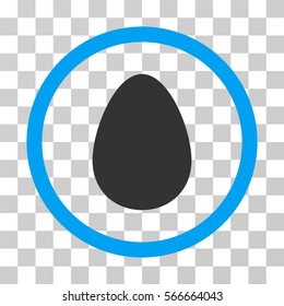 Egg rounded icon. Vector illustration style is flat iconic bicolor symbol inside a circle, blue and gray colors, transparent background. Designed for web and software interfaces.