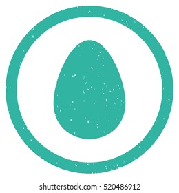 Egg rubber seal stamp watermark. Icon vector symbol with grunge design and dust texture. Scratched cyan ink sign on a white background.